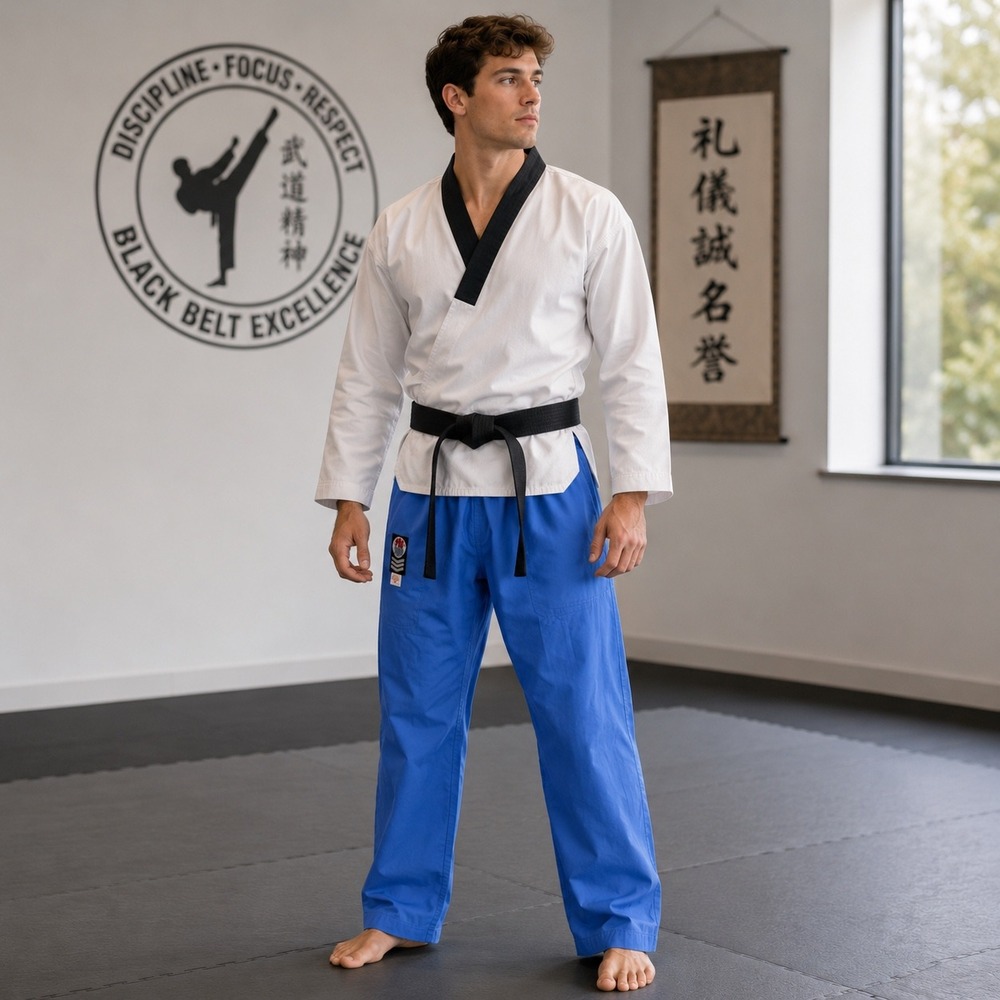 ProForce Gladiator Martial Arts Karate Pants Blue Elastic Waist DrawstringSize 5